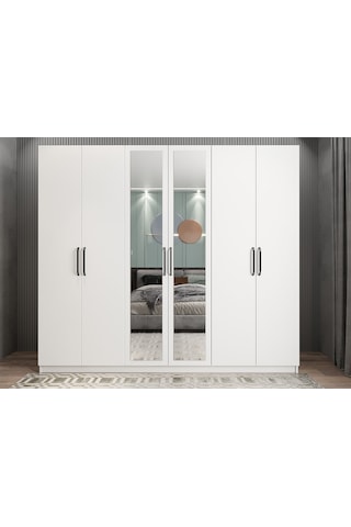 Alessi 6 Kapaklı Dolap Gardırop Beyaz