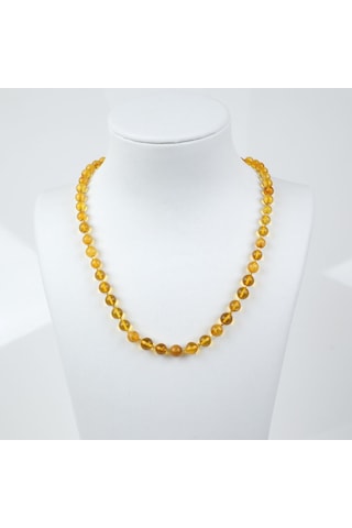 Doğal Damla Kehribar 50cm Kolye Açık Sarı