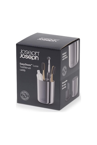 Joseph Joseph Easystore - Lüks Paslanmaz Çelik Diş Fırçası Tutucu Caddy Banyo Depolama, Standart Çelik Diğer