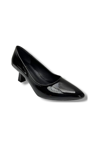 C-shoes 349-26 Rugan Deri Orta Boy Topuklu Kadın Stiletto Siyah