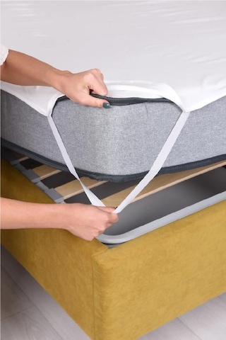 Evony Sıvı Geçirmez Alez 90x200 Cm Pamuk Yatak Koruyucu Beyaz