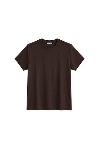 Vadon 1009 Kadın Pamuklu Regular Fit Bisiklet Yaka Yumuşak Dokulu Kısa Kollu Basic T-shirt Kahverengi