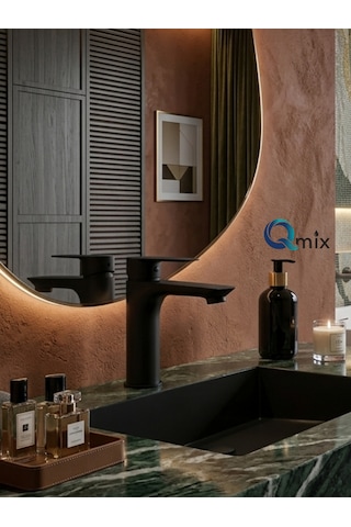 Lüks Siyah Sabit Aç Kapa Kısa Lavabo Bataryası Su Tasarruflu, Dayanıklı, Modern Tasarım
