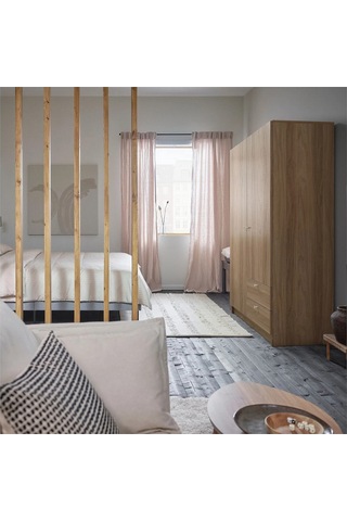 Ikea Meşe Geniş Kapaklı Gardırop 98x57x190 Cm