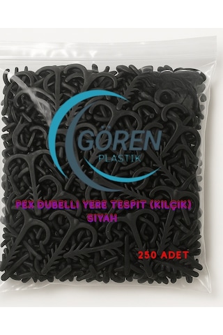 Pex Dubelli Yere Tespit Kılçık Siyah 250'li Paket - Yerden Isıtma Boru Sabitleme Aparatı