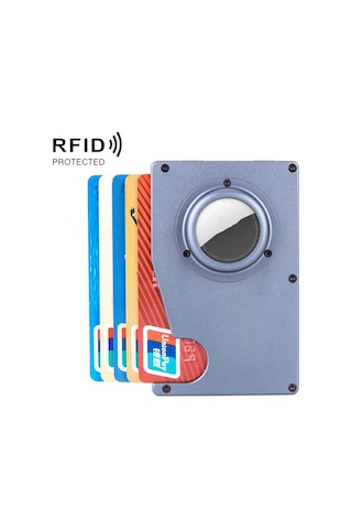 Airtag İçin Tracker Kart Tutucu Anti Loss Rfıd Cüzdan Kart Tutucu Gri