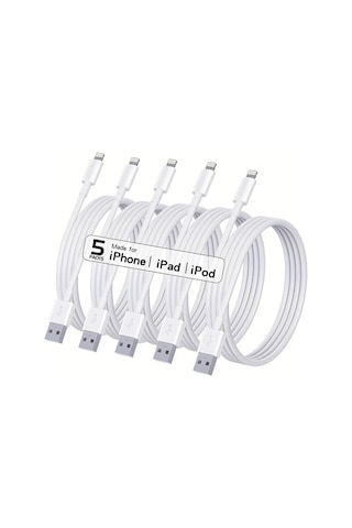 Brightnova 5 Adet 10ft İphone Uyumlu Sarj Kablosu Usb To Lightning Hizli Sarj İphone Uyumlu 14 14 Pro Max 13 12 11 X Xs Xr İpad İcin White 5pcs 3m 118inch