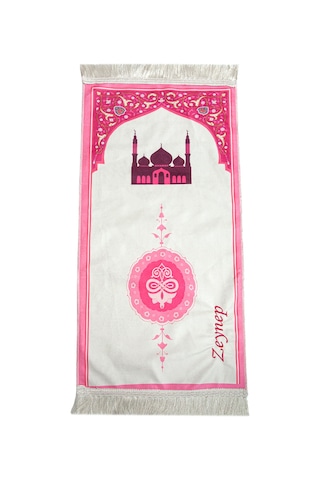 Cami Desenli İsimli Çocuk Seccadesi - İsme Özel Nakışlı - Pembe Pembe