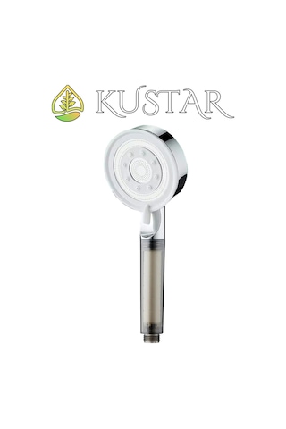 Kustar 3'lü Krom Çelik Duş Seti Filtreli 5 Fonksiyonlu Duş Başlığı El Duşu 150cm Duş Hortumu Ve Duş Askı Gri
