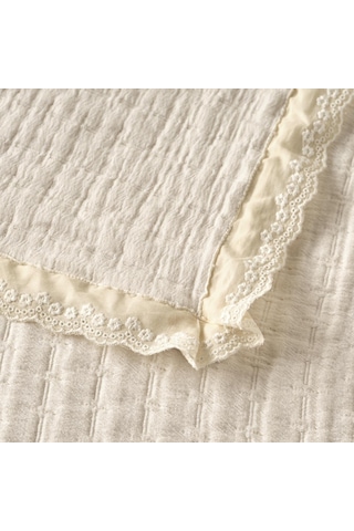 Bella Maison %100 Pamuk Vintage Çift Kişilik Yatak Örtüsü Seti Krem 240 x 260 CM Krem