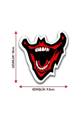 Kırmızı Gülen Joker Oto Stickeri 10x9,5cm