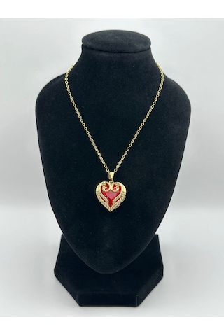 Arnes Jewelry Çelik Zirkon Taşlı Kalpli Kolye Ar484nes Gold