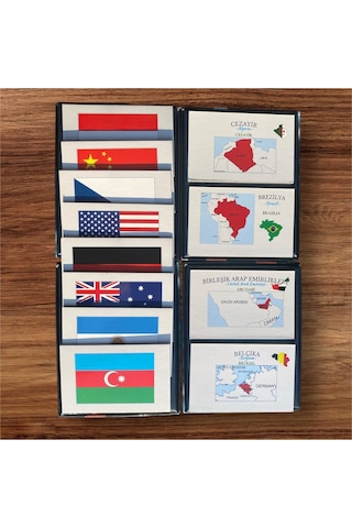 Seçili 50 Dünya Ülkeleri-harita-bayrak-başkent Kartları