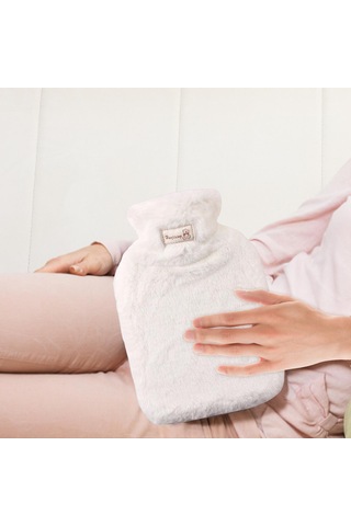 Suntek Peluş Sıcak Su Şişesi 1000ml Boyun Karın Beyaz Için