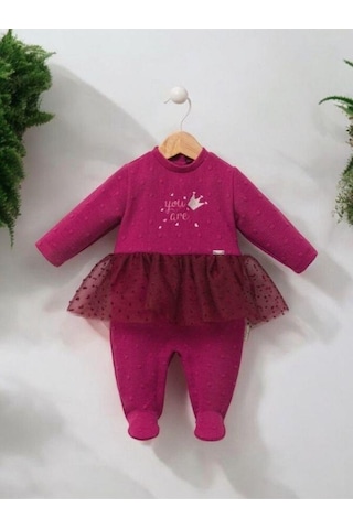 Kız Bebek Tütü Etekli Tasarım Tulum-15218 Bordo
