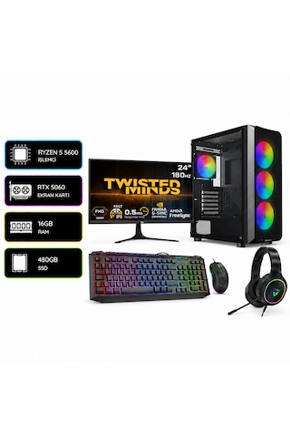 Ramtech Bilgisayar RMT-N11F-06 Ryzen 5 5600 16 GB 480 GB SSD RTX5060 Free Dos Masaüstü Oyuncu Bilgisayar