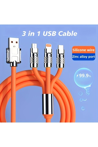 3'ü 1 Arada Renkli 15w Usb Type-c Şarj Kablosu Diğer