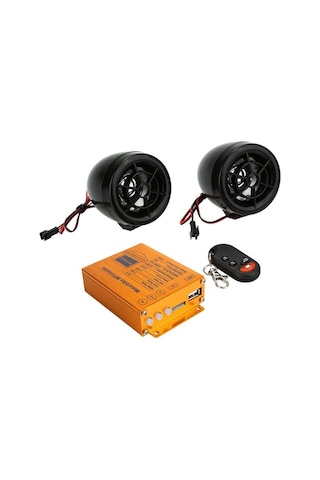 Moly Mp3 Çalar + Fm Radyo + Güvenlik Alarmı + Kablosuz Kumanda, Siyah 12v, 2x10w Motosiklete Uygun