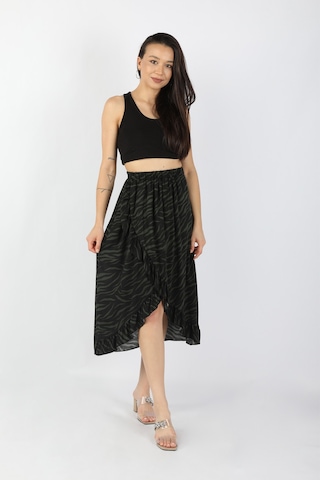 Kadın Fırfırlı Viskon Etek Çok Renkli