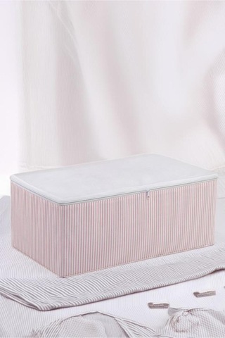 Pembe Çizgili Medium Baza Çekyat Altı 5 Adet Hurç 50x30x20 Cm Pembe