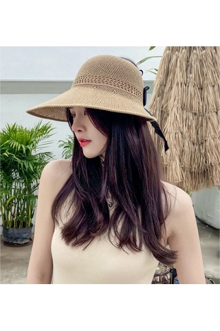 Kişiye Özel Dokuma Şapka Yumuşak Ve Hafif Geniş Kenarlı Yazlık Güneşlik, Doğal Hasır Malzeme İle Rahat Ve Şık Tasarım Kırmızı