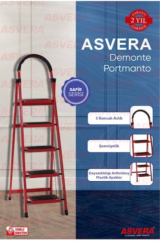 Safir Serisi Patika 5 Li Katlanır Merdiven Ev, Bahçe, Ofis İçin Dayanıklı Tasarım 1 Adet