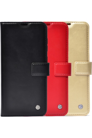 Galaxy S23 Ultra Kılıf Zore Kar Deluxe Kapaklı Kılıf Kırmızı