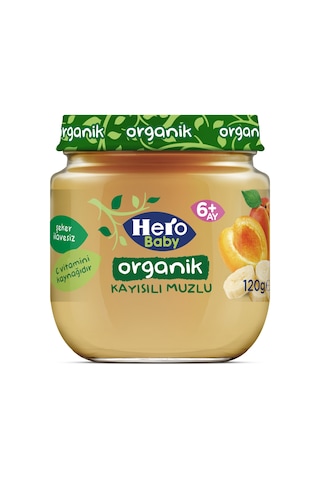 Hero Baby Organik Kayısılı Muzlu 6+ Ay Kavanoz Maması 120 G