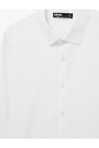 Koton Uzun Kollu Yarım İtalyan Yaka Slim Fit Gömlek Beyaz 6sam60100hw Beyaz