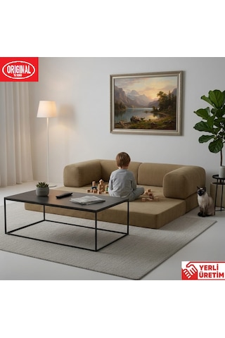 Pleasant K180x90 Sünger Kanepe Modüler Kadife Kumaşlı Koltuk Bej