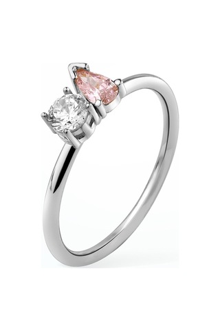 14 Ayar Altın Kaplama Yuvarlak Ve Damla Renkli Taşlı Yüzük - Rs00112 Altın