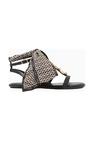Kurt Geiger Carvela Sorrento Gem Taşlı Süet Kadın Düz Sandalet Siyah