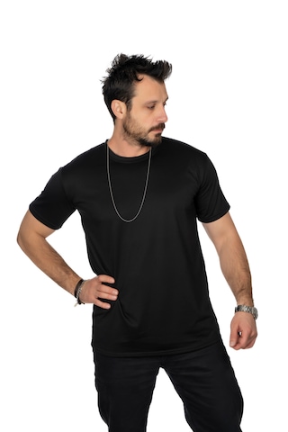 Maxi-dry Aşırı Terleme Önleyici Bisiklet Yaka Erkek Tişört, Çift Katmanlı, Islaklık Sızdırmaz, Nefes Alabilen Kumaş Siyah