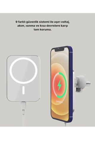 Apple Uyumlu 15w Magnetıc Wireless Araç Şarjı Araç Şarj Aleti