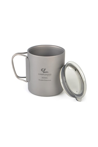 Yifomall 300ml Titan Kupa Çift Duvarlı Kollü, Isı Yalıtımı Ve Isırgan Koruması, Taşınabilir Outdoor Kamping, Yürüyüş İçin Şeffaf Kapaklı Gümüş