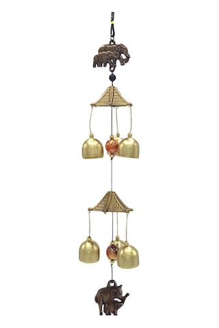 Feng Shui Metal Rüzgar Çanı Iki Katlı Bereket Filleri 6 Çan