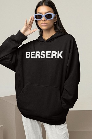 Sevbano Berserk Baskılı Unisex Oversize Anime Hoodie Siyah