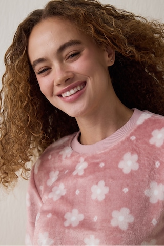 Penti Pembe Pretty Daisies Çiçekli Bisiklet Yaka Uzun Kollu Pijama Takımı Pembe
