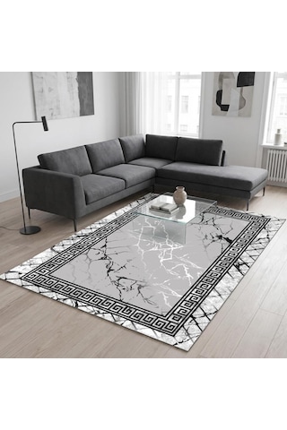 Gri Mermer Desenli Halı Dijital Baskılı Kaymaz Tabanlı Modern Salon Oda Halısı Dijital Baskı Halı 7
