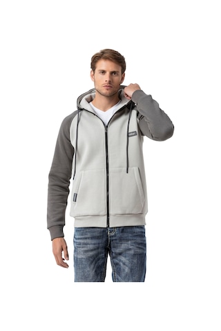 Cipo & Baxx Erkek Kapüşonlu Regular Fit Renk Bloklu Sweatshirt Cl579 Gri