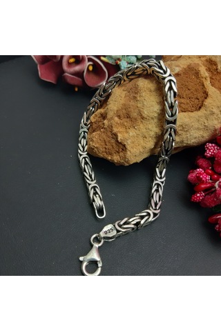 925 Ayar Gümüş Kare Kral Bileklik 5  Mm