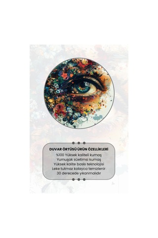 Çiçekli Göz Desenli Duvar Halısı Duvar Örtüsü Tapestry Süet Dokulu Kumaş