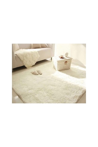 Sarar Dream House Peluş Halı Yumuşak Krem Yolluk