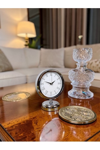 Sılver Classic Aura 25 X 20 Cm Metal Krom Masa Saati Renkli