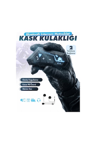 Kask Kulaklık Bt22 Bluetooth Motosiklet Kulaklık 5.0 Bluetooth Intercom Motosiklet Kulaklık