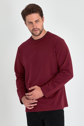 MMetalic Çift Bisiklet Yaka Standart Rahat Kesim Erkek Sweatshirt MTLCE68 Bordo