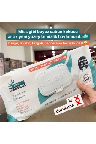 Beyaz Sabun Kokulu Yüzey Temizlik Havlusu Sls-sles-boya İçermeyen 4 Paket X 50'li