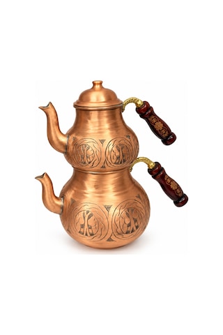 Aura Copper Ağır El İşlemeli Kalın Bakır Çaydanlık Takımı 1,2 Mm 27 Cm Bakır Mat/ac-cy-031