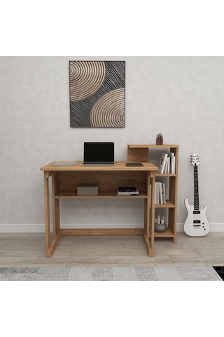 Saye 5 Raflı Kitaplıklı Çalışma Masası Atlantik Çam