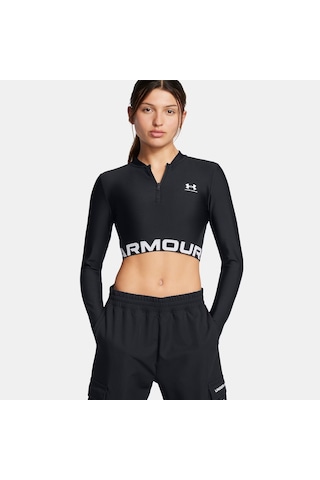 Under Armour Heat Gear Rib 1/4 Zipped Kadın Siyah Antrenman Üstü 1388692 Siyah